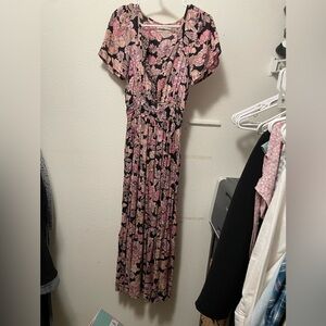 Natural Life Bella Floral Maxi Dress Pink Boho Small